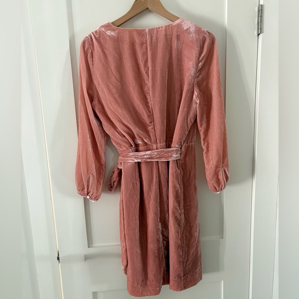 J. Crew Dusty Rose Wrap Dress with Long Sleeves - Picture 4 of 8